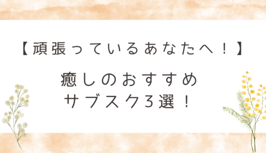 【頑張っているあなたへ！】癒しのおすすめサブスク3選！